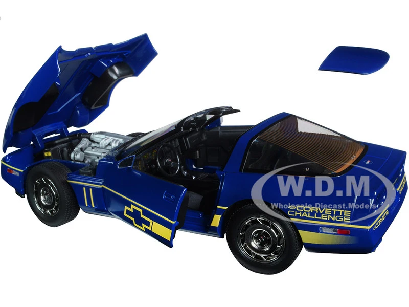 1988 Chevrolet Corvette C4 Dark Blue With Yellow Stripes "Corvette Challenge Race Car" 1/18 Diecast Model Car By Greenlight 4 1988 Chevrolet Corvette C4 Dark Blue With Yellow Stripes "Corvette Challenge Race Car" 1/18 Diecast Model Car By Greenlight - Image 2