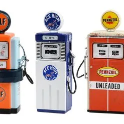 "Vintage Gas Pump" Set Of 3 Pumps Series 14 1/18 Diecast Models By Greenlight