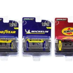 "Four-Post Lifts" Set Of 3 Pieces Series 3 1/64 Diecast Models By Greenlight
