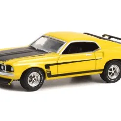 1969 Ford Mustang Boss 302 Yellow "United States Postal Service" (USPS) 2022 Pony Car Stamp Collection By Artist Tom Fritz "Hobby Exclusive" 1/64 Diecast Model Car By Greenlight