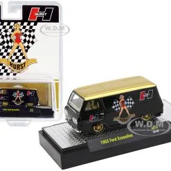 1963 Ford Econoline Van "Hurst" Black With Gold Top Limited Edition To 5500 Pieces Worldwide 1/64 Diecast Model Car By M2 Machines