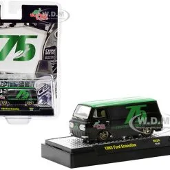 1963 Ford Econoline Van Black With Green Top "Turtle Wax Celebrating 75 Years Of Innovation" Limited Edition To 5500 Pieces Worldwide 1/64 Diecast Model Car By M2 Machines