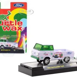 1965 Ford Econoline Pickup Truck "Turtle Wax" White And Green Limited Edition To 4400 Pieces Worldwide 1/64 Diecast Model Car By M2 Machines