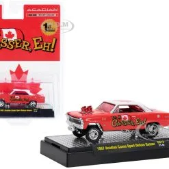 1967 Acadian Canso Sport Deluxe Gasser Red With White Top And Canadian Flag Graphics Limited Edition To 7150 Pieces Worldwide 1/64 Diecast Model Car By M2 Machines