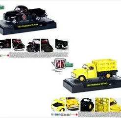 Auto Trucks Release 21A 1951 Studebaker 2R 2pc Cars Set W/CASES 1/64 Diecast Model Cars By M2 Machines