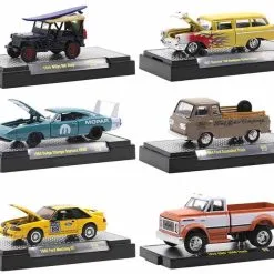 "Detroit Muscle" Set Of 6 Cars IN DISPLAY CASES Release 59 Limited Edition To 8400 Pieces Worldwide 1/64 Diecast Model Cars By M2 Machines