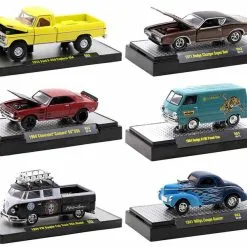 "Detroit Muscle" Set Of 6 Cars IN DISPLAY CASES Release 63 Limited Edition To 9600 Pieces Worldwide 1/64 Diecast Model Cars By M2 Machines
