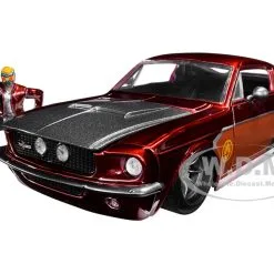 1967 Ford Mustang Shelby GT-500 Red Metallic And Gray Metallic With Star-Lord Diecast Figurine "Guardians Of The Galaxy" "Marvel" Series 1/24 Diecast Model Car By Jada