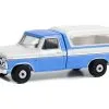 1975 Ford F-100 Ranger XLT With Camper Shell Wind Blue And Wimbledon White "Blue Collar Collection" Series 12 1/64 Diecast Model Car By Greenlight -Closeout Items Sales 35260B 1 15748.1663776633.800.600
