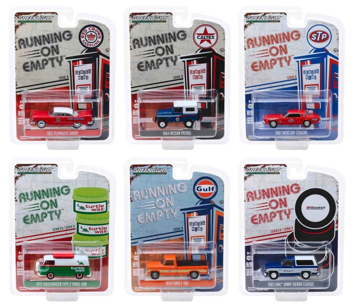 "Running On Empty" Series 9, 6 Piece Set 1/64 Diecast Model Cars By Greenlight 3 "Running On Empty" Series 9, 6 Piece Set 1/64 Diecast Model Cars By Greenlight