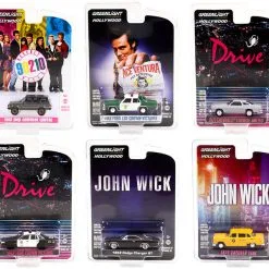 "Hollywood Series" Set Of 6 Pieces Release 33 1/64 Diecast Model Cars By Greenlight
