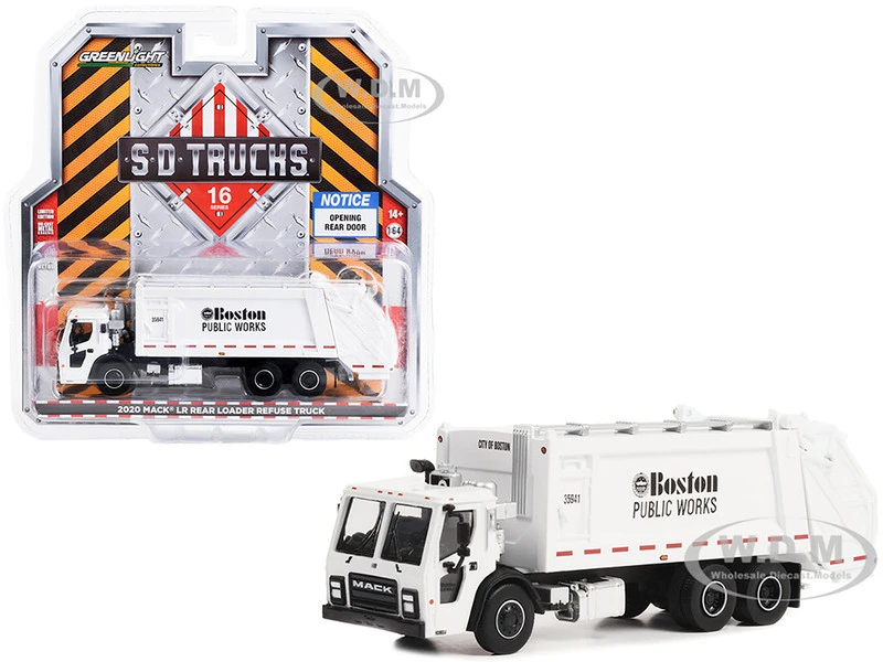 2020 Mack LR Rear Loader Refuse Truck White "Boston Public Works, Boston, Massachusetts" "S.D. Trucks" Series 16 1/64 Diecast Model Car By Greenlight 3 2020 Mack LR Rear Loader Refuse Truck White "Boston Public Works, Boston, Massachusetts" "S.D. Trucks" Series 16 1/64 Diecast Model Car By Greenlight