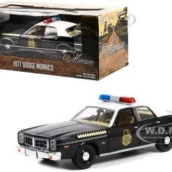 1977 Dodge Monaco Police Black With White Top "Hatchapee County Sheriff" 1/24 Diecast Model Car By Greenlight