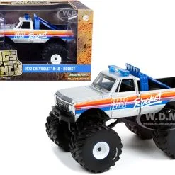 1972 Chevrolet K-10 Monster Truck With 66-Inch Tires Silver Metallic With Stripes "AM/PM Rocket" "Kings Of Crunch" Series 4 1/43 Diecast Model Car By Greenlight