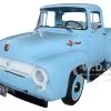1956 Ford F-100 Mild Custom Pickup Truck Diamond Blue 1/18 Diecast Model Car By Auto World