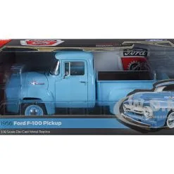 1956 Ford F-100 Mild Custom Pickup Truck Diamond Blue 1/18 Diecast Model Car By Auto World -Closeout Items Sales AW290 6 64655.1654126763.800.600