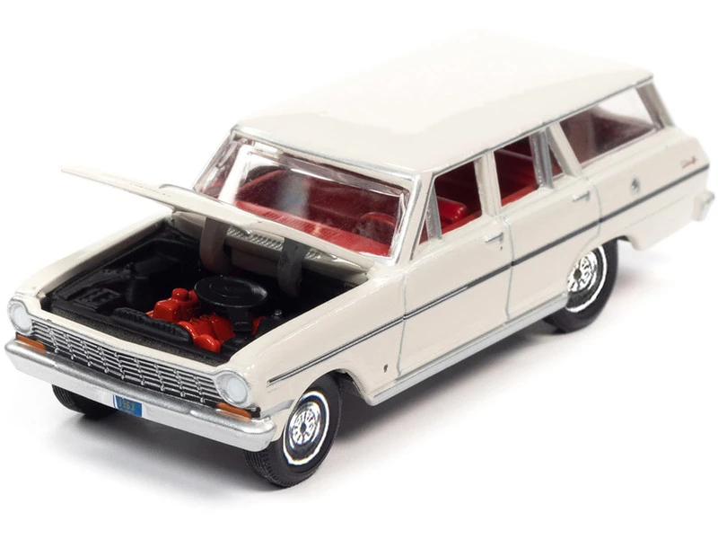 1963 Chevrolet II Nova 400 Wagon Ermine White With Red Interior "Muscle Wagons" Limited Edition To 15126 Pieces Worldwide 1/64 Diecast Model Car By Auto World 4 1963 Chevrolet II Nova 400 Wagon Ermine White With Red Interior "Muscle Wagons" Limited Edition To 15126 Pieces Worldwide 1/64 Diecast Model Car By Auto World - Image 2