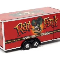 4-Wheel Enclosed Car Trailer Red "Rat Fink" 1/64 Diecast Model By Auto World 7 4-Wheel Enclosed Car Trailer Red "Rat Fink" 1/64 Diecast Model By Auto World -Closeout Items Sales AWSP093 3 38107.1658872735.800.600