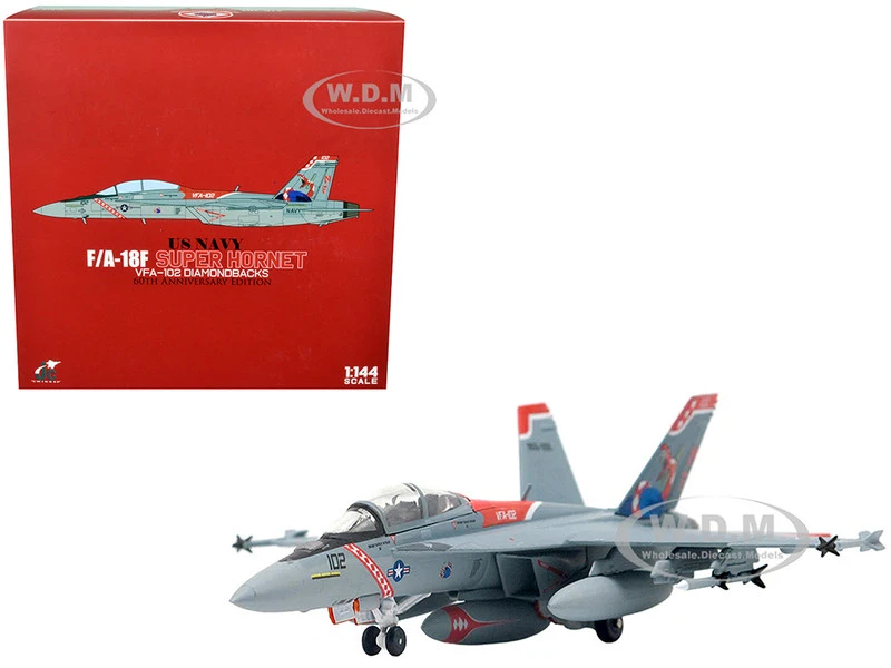 Boeing F/A-18F Super Hornet Fighter Aircraft "US Navy, VFA-102 Diamondbacks, 60th Anniversary Edition" (2015) 1/144 Diecast Model By JC Wings 3 Boeing F/A-18F Super Hornet Fighter Aircraft "US Navy, VFA-102 Diamondbacks, 60th Anniversary Edition" (2015) 1/144 Diecast Model By JC Wings