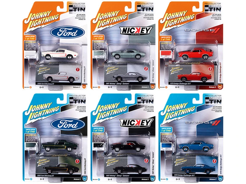 Johnny Lightning Collector's Tin 2021 Set Of 6 Cars Release 3 Limited Edition Of 7140 Pieces Worldwide 1/64 Diecast Model Cars By Johnny Lightning 3 Johnny Lightning Collector's Tin 2021 Set Of 6 Cars Release 3 Limited Edition Of 7140 Pieces Worldwide 1/64 Diecast Model Cars By Johnny Lightning