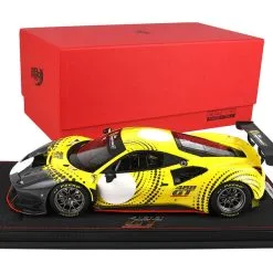 Ferrari 488 GT Modificata Yellow And Gray With Graphics With DISPLAY CASE Limited Edition To 248 Pieces Worldwide 1/18 Model Car By BBR