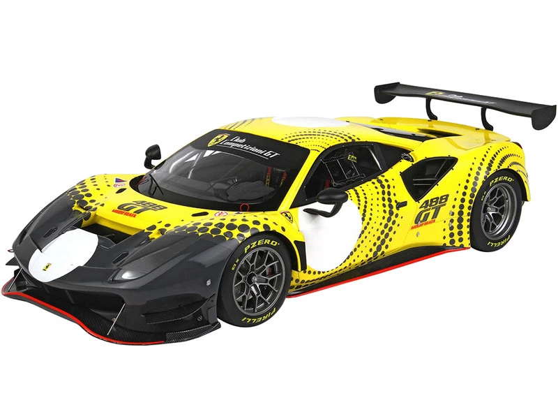 Ferrari 488 GT Modificata Yellow And Gray With Graphics With DISPLAY CASE Limited Edition To 248 Pieces Worldwide 1/18 Model Car By BBR 4 Ferrari 488 GT Modificata Yellow And Gray With Graphics With DISPLAY CASE Limited Edition To 248 Pieces Worldwide 1/18 Model Car By BBR - Image 2