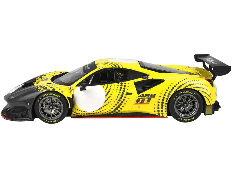 Ferrari 488 GT Modificata Yellow And Gray With Graphics With DISPLAY CASE Limited Edition To 248 Pieces Worldwide 1/18 Model Car By BBR 6 Ferrari 488 GT Modificata Yellow And Gray With Graphics With DISPLAY CASE Limited Edition To 248 Pieces Worldwide 1/18 Model Car By BBR - Image 4