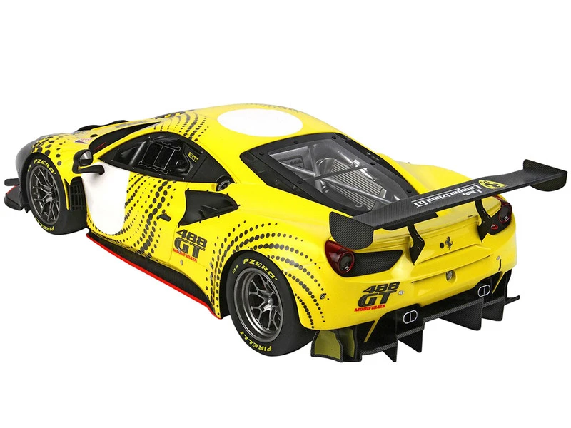 Ferrari 488 GT Modificata Yellow And Gray With Graphics With DISPLAY CASE Limited Edition To 248 Pieces Worldwide 1/18 Model Car By BBR 7 Ferrari 488 GT Modificata Yellow And Gray With Graphics With DISPLAY CASE Limited Edition To 248 Pieces Worldwide 1/18 Model Car By BBR - Image 5