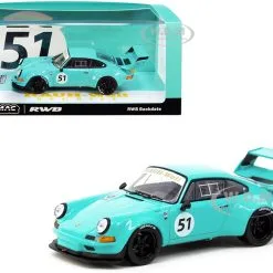 RWB Backdate #51 Turquoise Blue "RAUH-Welt BEGRIFF" 1/43 Diecast Model Car By Tarmac Works