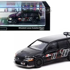 Mitsubishi Lancer Evolution Wagon RHD (Right Hand Drive) "Ralliart" Black With Graphics 1/64 Diecast Model Car By Tarmac Works