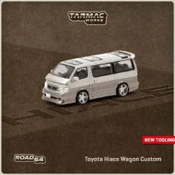 Toyota Hiace Wagon Custom Silver And Brown "Road64" Series 1/64 Diecast Model Car By Tarmac Works