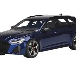 Audi RS 6 Avant Navarra Blue Metallic With Carbon Black Accents 1/18 Model Car By Top Speed